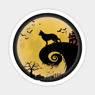 German shepherd Dog Shirt And Moon Funny Halloween Costume Sticker